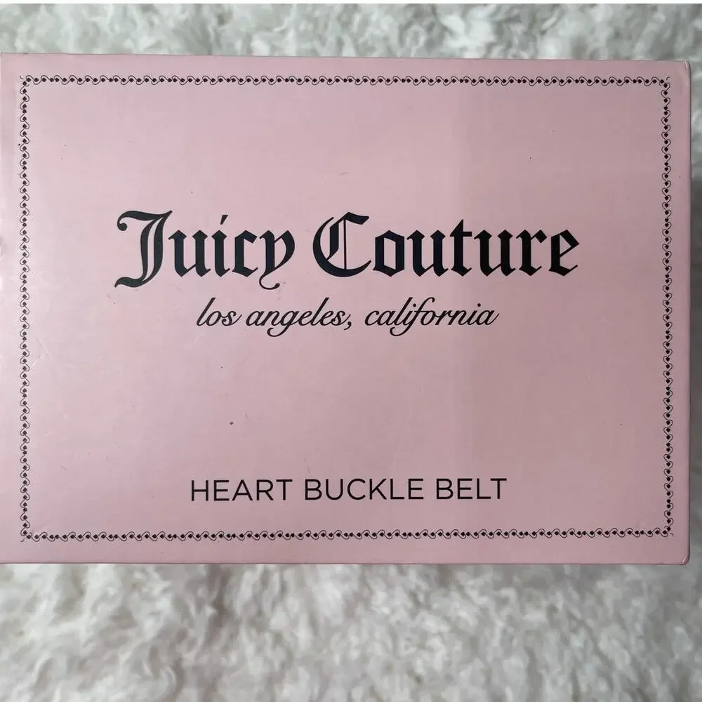 Juicy Couture Black Belt Heart shaped Buckle Gold Tone Adjustable Size M/L NEW